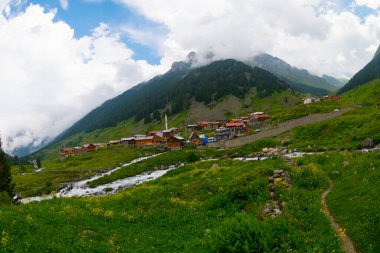Türkiye 'nin Karadeniz bölgesinde Rize' nin Elevit tepelerinden güzel bir manzara.