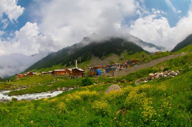 Türkiye 'nin Karadeniz bölgesinde Rize' nin Elevit tepelerinden güzel bir manzara.