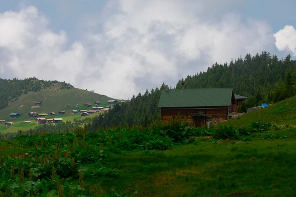 Casas Madeira Tradicionais Terras Altas Foto Paisagem Foi Tirada Pokut — Fotografia de Stock