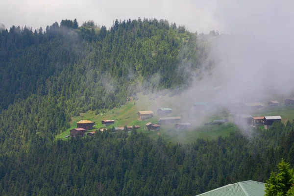 Maisons Traditionnelles Bois Sur Les Hauts Plateaux Photo Paysage Été — Photo