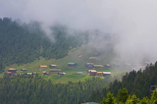 Maisons Traditionnelles Bois Sur Les Hauts Plateaux Photo Paysage Été — Photo