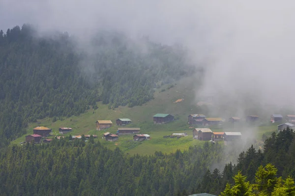 Hagyományos Faházak Hegyekben Tájkép Készült Pokut Rize Fekete Tenger Karadeniz — Stock Fotó