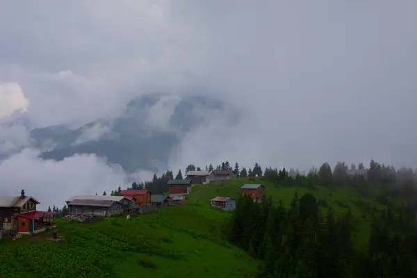 Tradiční Dřevěné Domy Vysočině Krajina Fotografie Byla Pořízena Oblasti Pokut — Stock fotografie