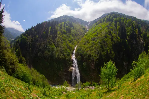 Cascada Gelin Tulu Cayendo Montaña Kackar Pueblo Ayder Ciudad Rize — Foto de Stock