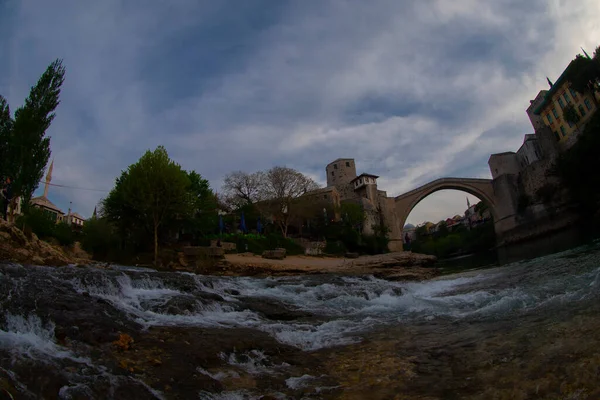 Mostar Bosnia Herzegovina Old Bridge Stari Most Emerald River Neretva — Stock Photo, Image