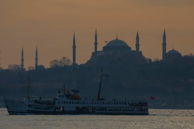 İstanbul Büyükşehir Manzarası, Bakire Kulesi, Ayasofya, Sultanahmet Camii.