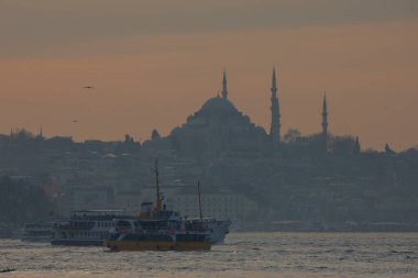 İstanbul Büyükşehir Manzarası, Bakire Kulesi, Ayasofya, Sultanahmet Camii.