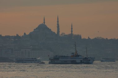 İstanbul Büyükşehir Manzarası, Bakire Kulesi, Ayasofya, Sultanahmet Camii.