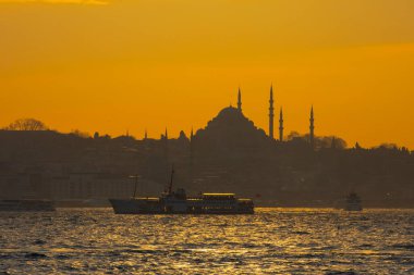 İstanbul Büyükşehir Manzarası, Bakire Kulesi, Ayasofya, Sultanahmet Camii.