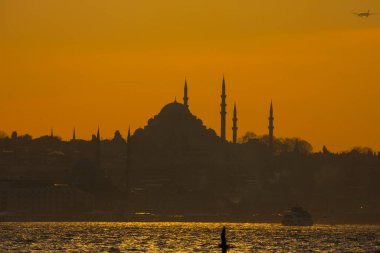İstanbul Büyükşehir Manzarası, Bakire Kulesi, Ayasofya, Sultanahmet Camii.