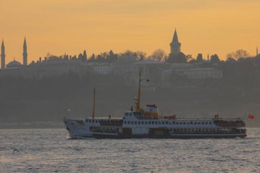 İstanbul Büyükşehir Manzarası, Bakire Kulesi, Ayasofya, Sultanahmet Camii.