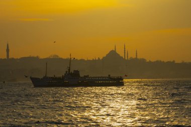 İstanbul Büyükşehir Manzarası, Bakire Kulesi, Ayasofya, Sultanahmet Camii.