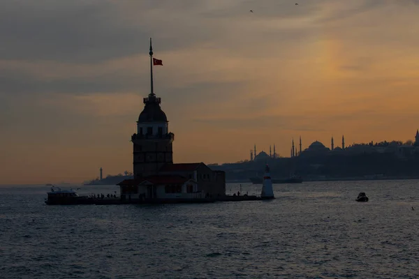 Metropolitan Istanbul Uitzicht Maiden Tower Hagia Sophia Sultanahmet Moskee — Stockfoto