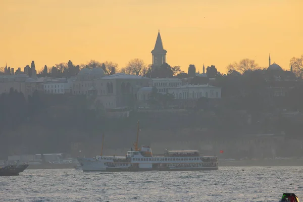 Blick Auf Istanbul Jungfrauenturm Hagia Sophia Sultanahmet Moschee — Stockfoto