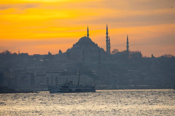 Istanbuls Stadssiluett Och Suleymaniyes Moské — Stockfoto