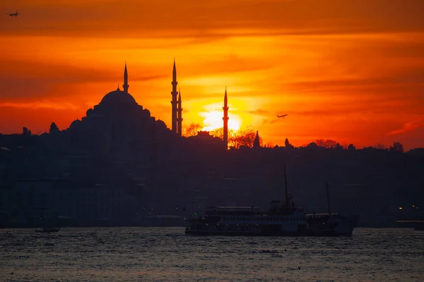 Moscheen Fähren Meer Brücke Mädchenturm Die Schönsten Aussichten Auf Istanbul — Stockfoto