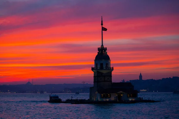 Mešity Trajekty Moře Most Panenská Věž Nejkrásnější Výhled Istanbul Západ — Stock fotografie