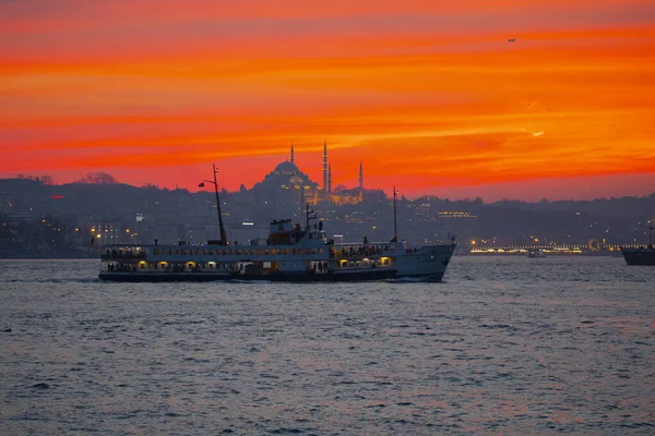 Mosquées Ferries Mer Pont Tour Jeune Fille Les Belles Vues — Photo