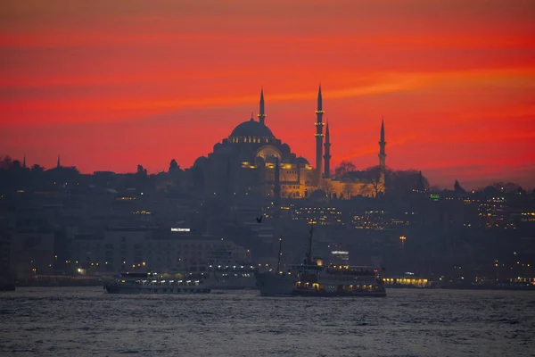 Moscheen Fähren Meer Brücke Mädchenturm Die Schönsten Aussichten Auf Istanbul — Stockfoto