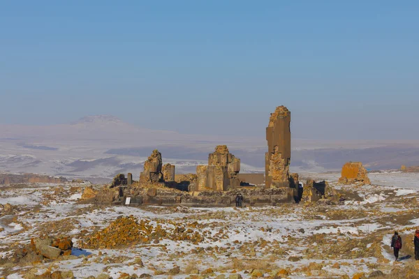 Ιστορικά Ερείπια Και Χειμερινά Τοπία Καρς Τουρκία — Φωτογραφία Αρχείου