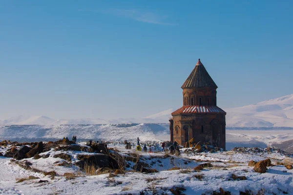 Historische Ani Ruïnes Winterlandschappen Kars Turkije — Stockfoto
