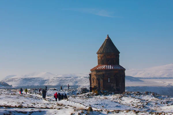 土耳其卡尔斯 Ani Ruins历史遗址和冬季景观 — 图库照片