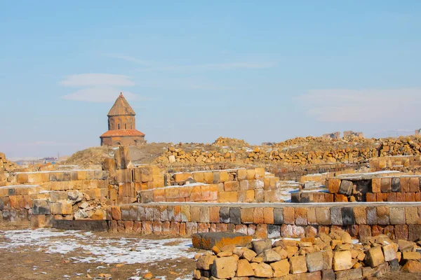 Rovine Storiche Ani Paesaggi Invernali Kars Turchia — Foto Stock