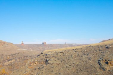 Tarihi Ani Harabeleri ve Kış Manzaraları, Kars, Türkiye. Doğu, kapı..