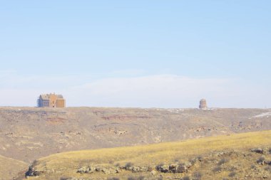 Tarihi Ani Harabeleri ve Kış Manzaraları, Kars, Türkiye. Doğu, kapı..