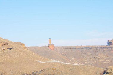 Tarihi Ani Harabeleri ve Kış Manzaraları, Kars, Türkiye. Doğu, kapı..