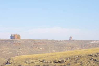 Tarihi Ani Harabeleri ve Kış Manzaraları, Kars, Türkiye. Doğu, kapı..