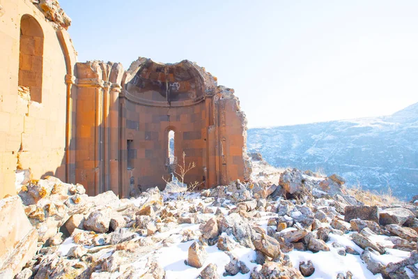 Rovine Storiche Ani Paesaggi Invernali Kars Turchia Est Cancello — Foto Stock