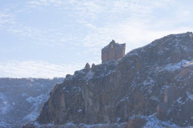 Tarihi Ani Harabeleri ve Kış Manzaraları, Kars, Türkiye. Doğu, kapı..