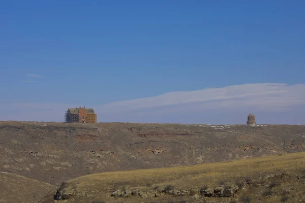 Historyczne Ruiny Ani Zimowe Krajobrazy Kars Turcja Wschód Brama — Zdjęcie stockowe