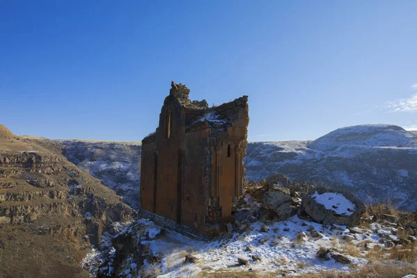 歴史的なアニ遺跡と冬の風景 カルス トルコ — ストック写真