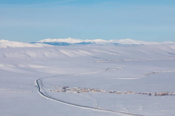 Devil Castle Ardahan, cildir lake and snow.