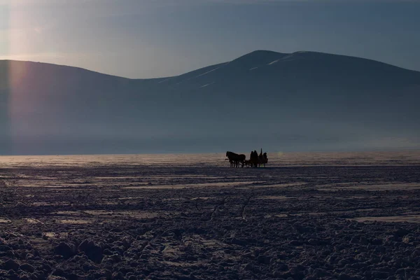 Devil Castle Ardahan Lago Cildir Neve — Fotografia de Stock