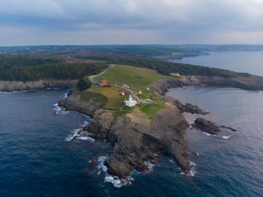 Sinop 'tan Nceburun deniz fenerinin hava görüntüsü