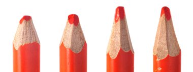 bilenmiş ahşap ambalaj kullanılan turuncu kalem kurşun makro portre