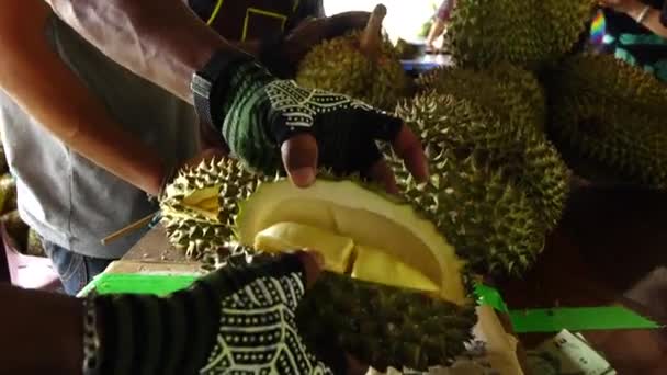 Durian Peeling Rynku Owoców — Wideo stockowe