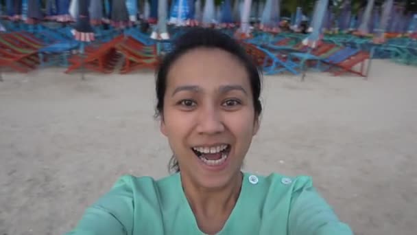 Жінки Селфі Пляжі Повільний Рух — стокове відео