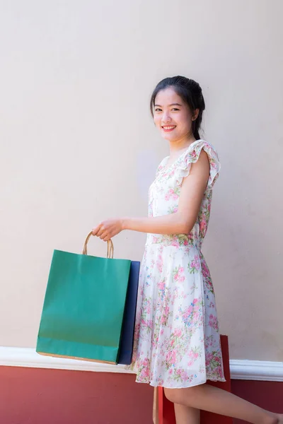 Retrato Hermosa Chica Sosteniendo Bolsa Compras —  Fotos de Stock