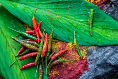 Renk toz arka plan üzerinde kırmızı biber