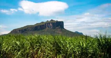 Zaman atlamalı bulutlar dağ şeker kamışı Field'da