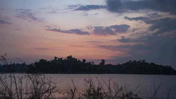 Upływ Czasu Zachód Słońca Nad Rzeką Songkalia Kanchanaburi Tajlandia — Wideo stockowe