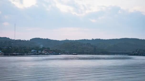 Проміжок Часу Заходу Сонця Songkalia Річка Таїланді Канчанабурі — стокове відео