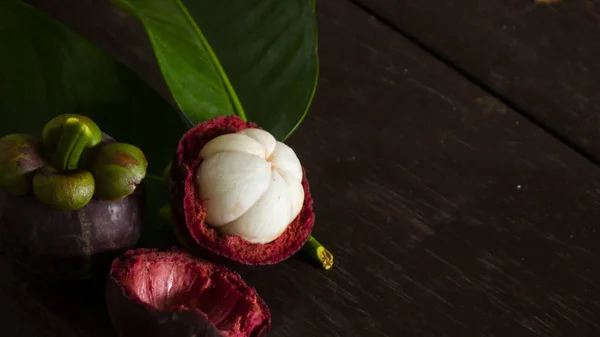 Mangosteen Fruit Black Background — Stock Photo, Image