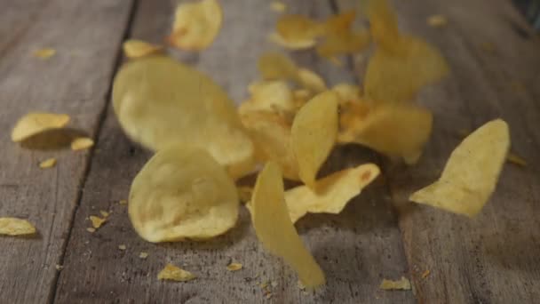 Potatis Chip Hälla Slow Motion — Stockvideo