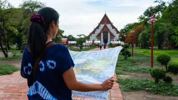 Ayutthaya Eyaleti Tayland'da gezgin tutma haritası — Stok fotoğraf
