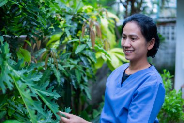 Bilim adamı deneysel bahçede ağaç kontrol